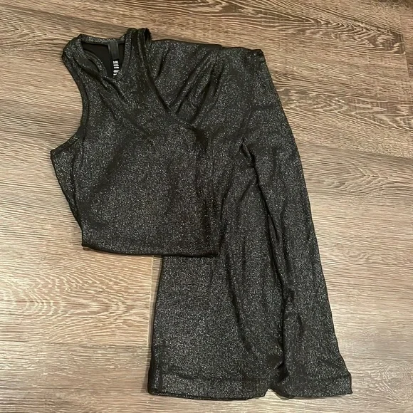 ✅SOLD✅Skims maxi bodycon ribbed racerback lounge dress glitter foil black xs - Picture 3 of 6